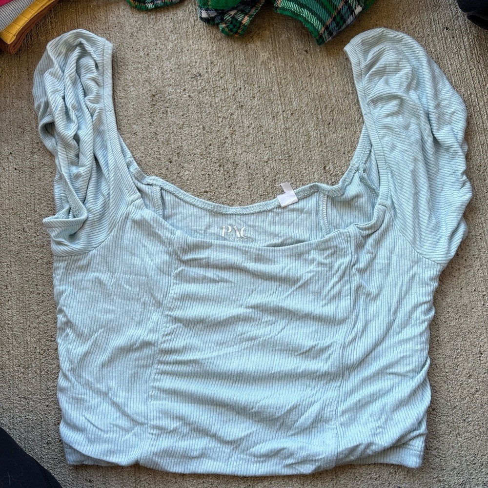 PacSun Light Blue Ribbed Blouse
